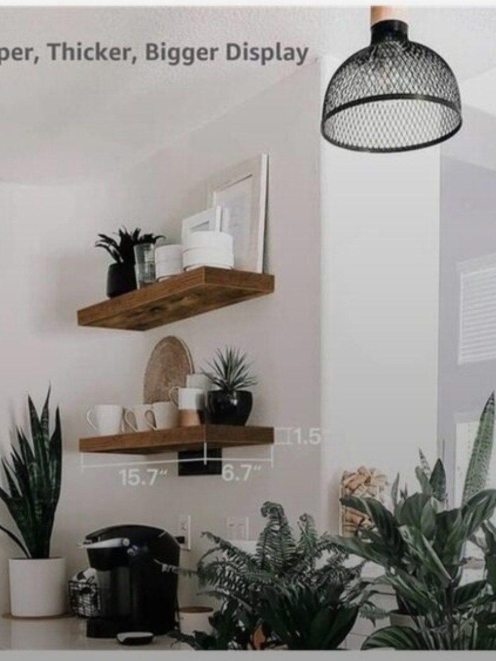 Rustic Floating Wall Shelf - Brown - Picture 2 of 4
